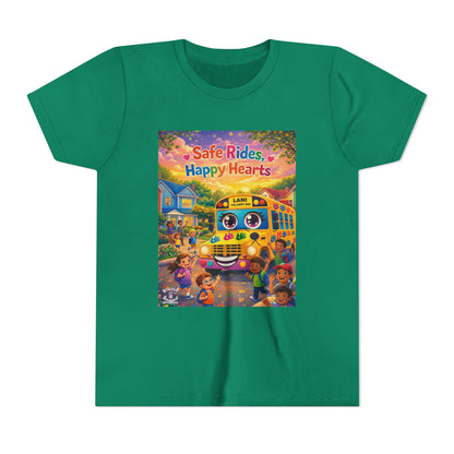 Lani™ Youth Short Sleeve Tee – "Safe Rides, Happy Hearts" Graphic