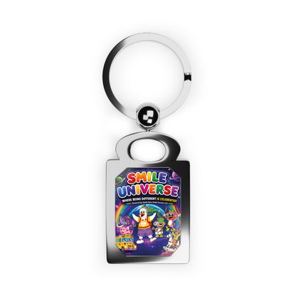 Smile Universe™ Rectangle Photo Keyring – "Where Being Different is CELEBRATED!" Graphic