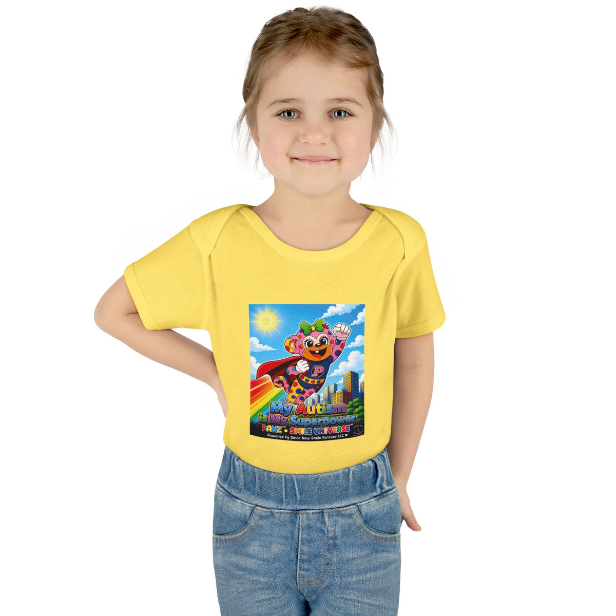 Panz™ Infant Baby Rib Bodysuit – "My Autism is My Superpower" Graphic | Smile Universe Collection