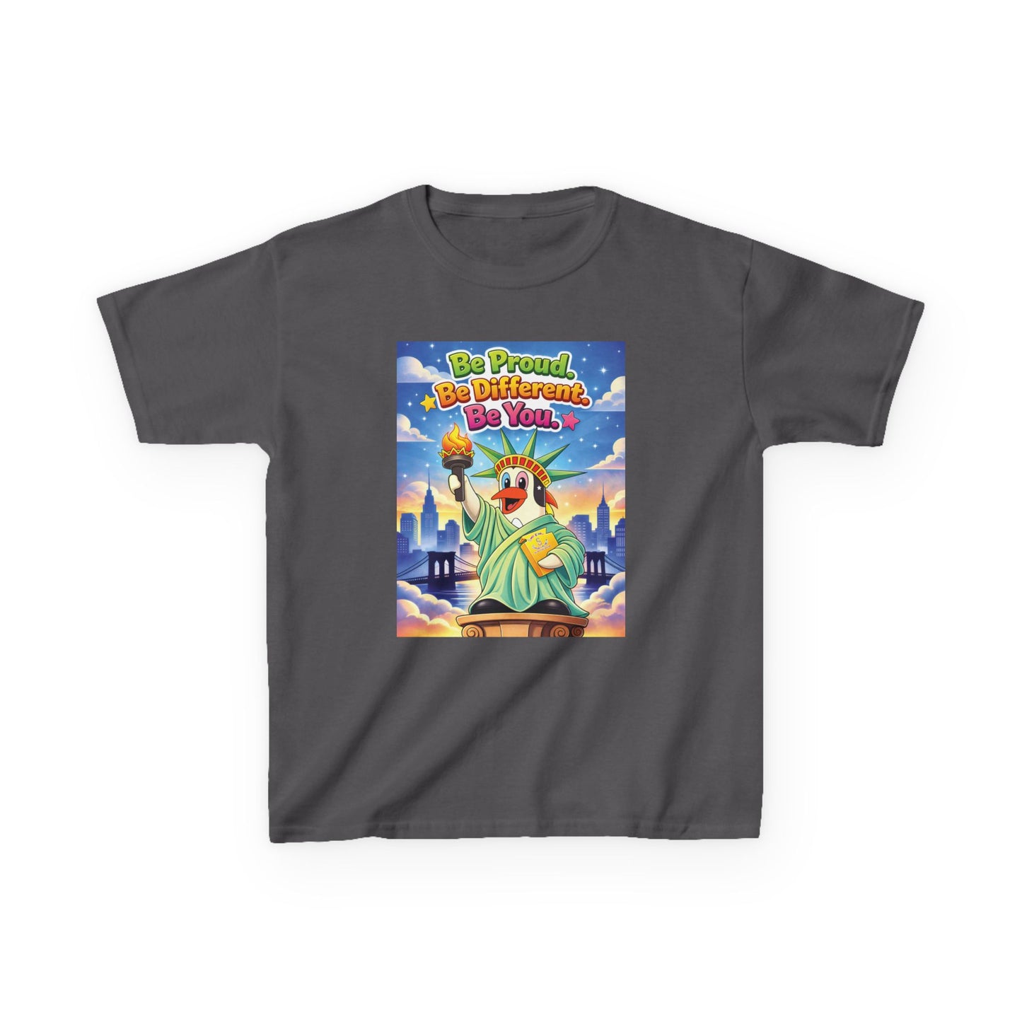 TuBz™M "Be Proud. Be Different. Be You." Kids T-Shirt - Inspirational Graphic Tee