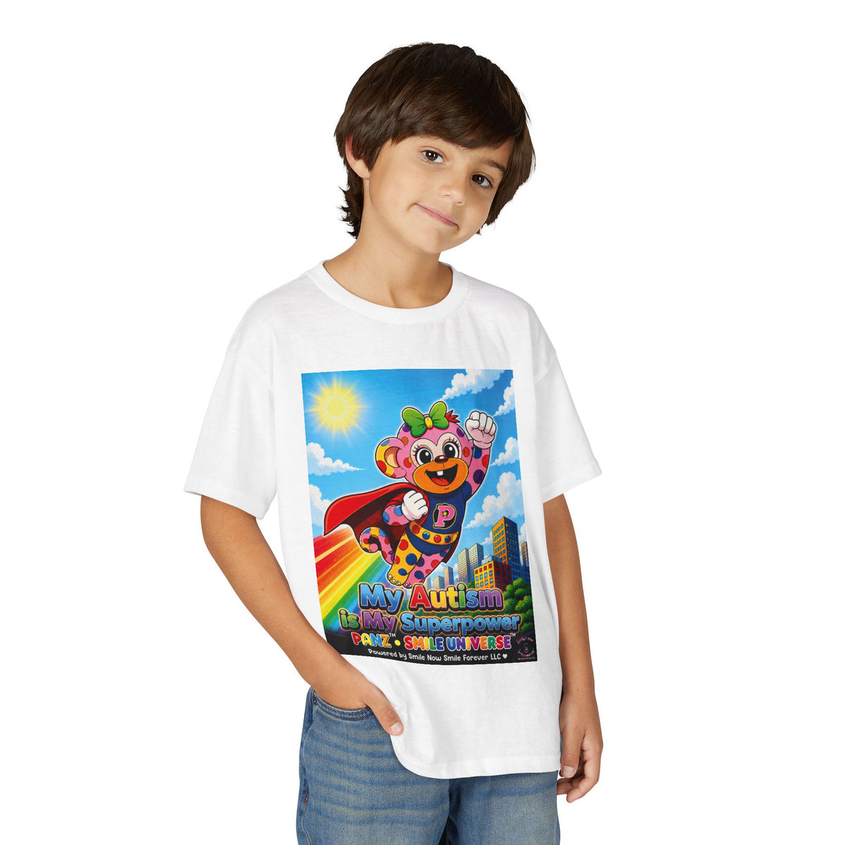 Panz™ Youth DryBlend® T-Shirt – "My Autism is My Superpower" Graphic | Smile Universe Collection