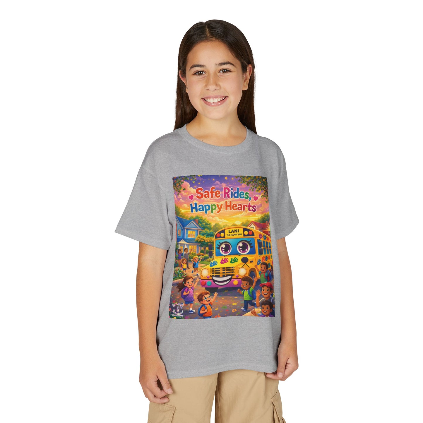 Lani™ Youth DryBlend® T-Shirt – "Safe Rides, Happy Hearts" Graphic