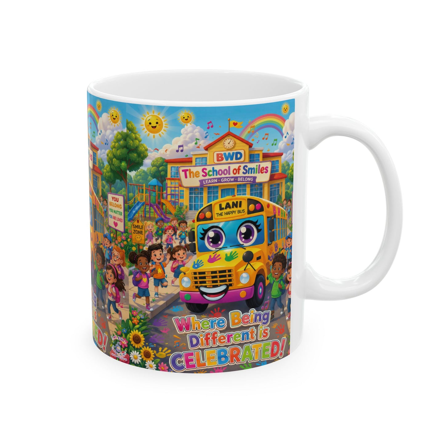 Lani™ Ceramic Mug (11oz & 15oz) – "Where Being Different is CELEBRATED!" Graphic