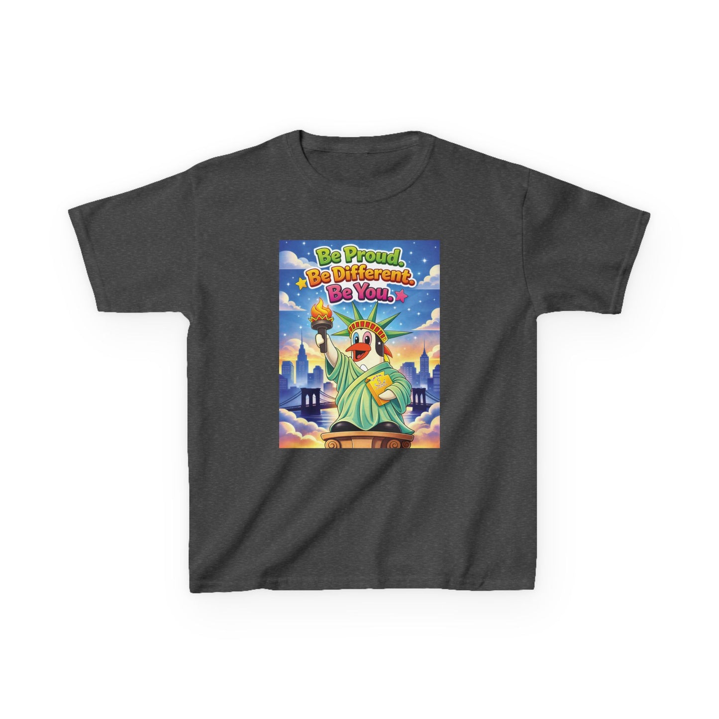 TuBz™M "Be Proud. Be Different. Be You." Kids T-Shirt - Inspirational Graphic Tee