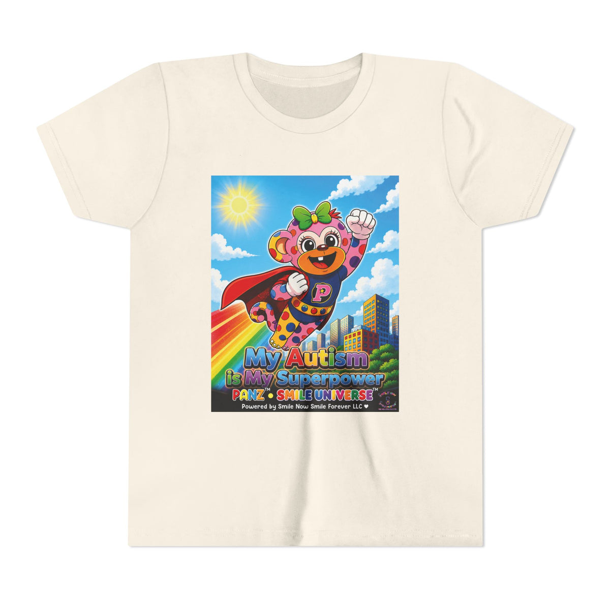 Panz™ Youth Short Sleeve Tee – "My Autism is My Superpower" Graphic | Smile Universe Collection