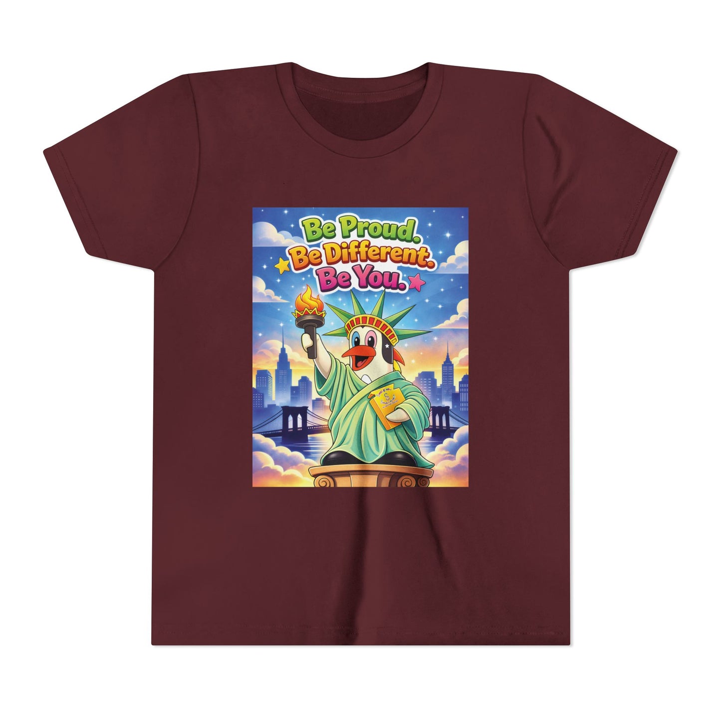 TuBz™M "Be Proud. Be Different. Be You." Kids T-Shirt - Inspirational Graphic Tee