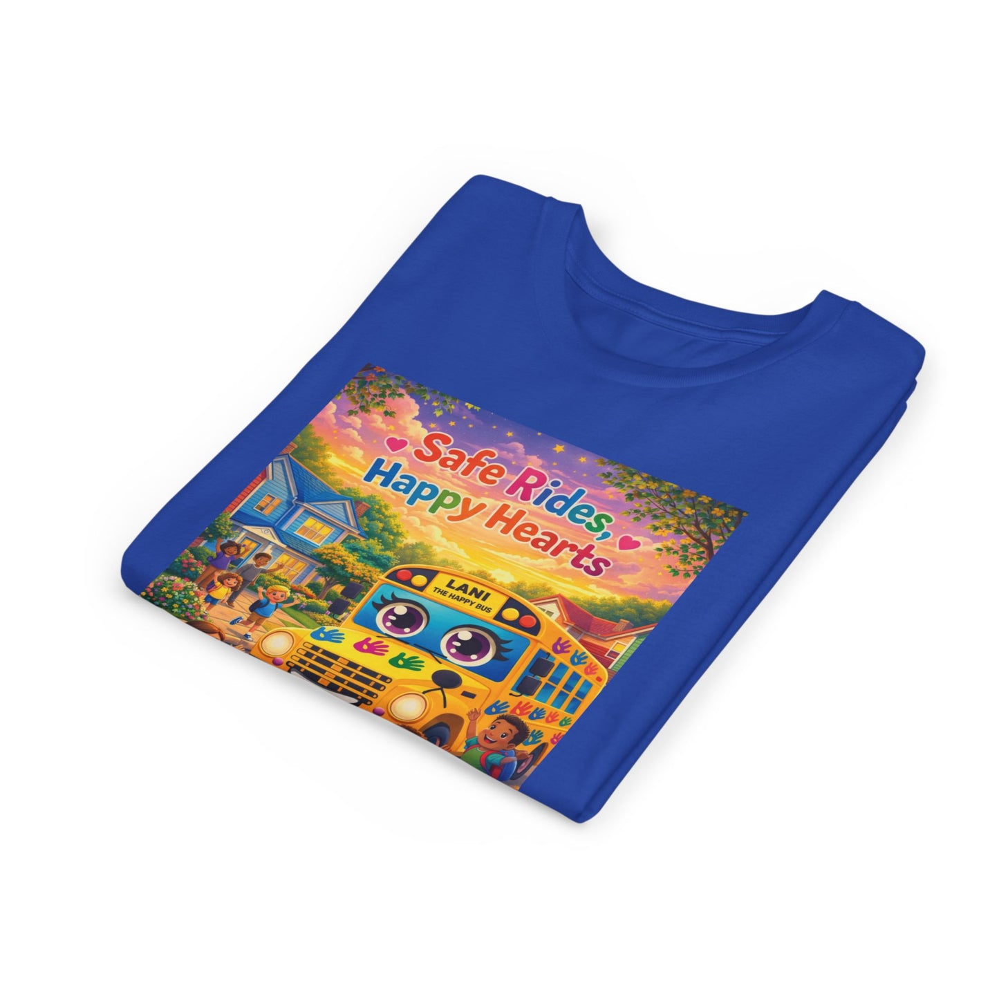 Lani™ Youth Short Sleeve Tee – "Safe Rides, Happy Hearts" Graphic
