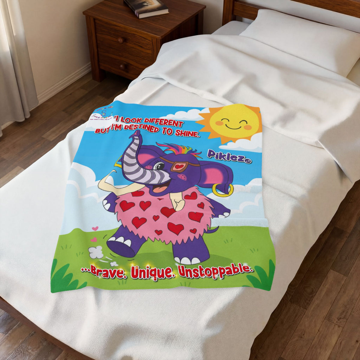 Piklez™ Velveteen Plush Blanket – "Destined to Shine" Graphic | Smile Universe Collection