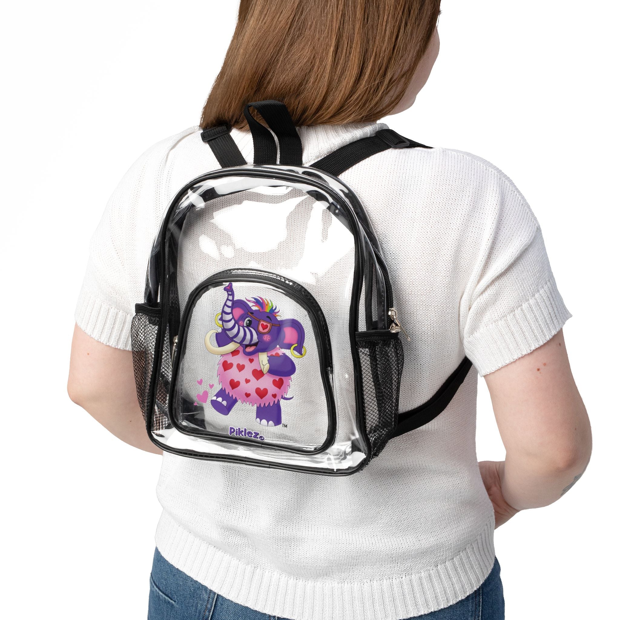 Piklez™ Clear Stadium Backpack – "Full of Love!" Graphic | Smile Universe Collection