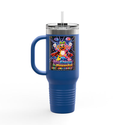 Panz™ Insulated Travel Mug 40oz – "My Energy is Powerful" Graphic Tumbler | Smile Universe Collection