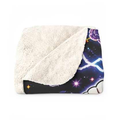 Panz™ Sherpa Fleece Blanket – "My Energy is Powerful" Graphic Throw | Smile Universe Collection