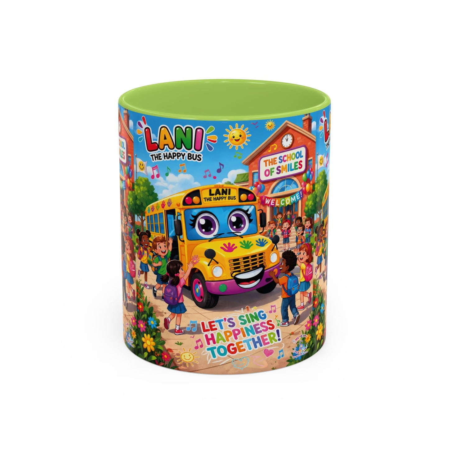 Lani™ Accent Coffee Mug (11oz & 15oz) – "Let's Sing Happiness Together!" Graphic