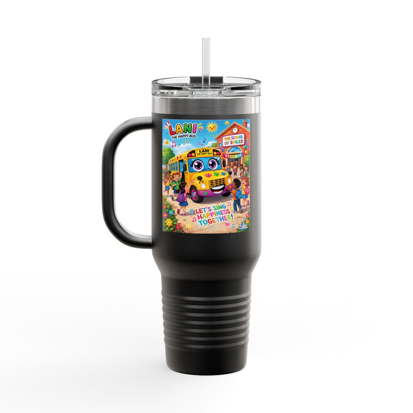 Lani™ 40oz Insulated Travel Mug – "Let's Sing Happiness Together!" Graphic