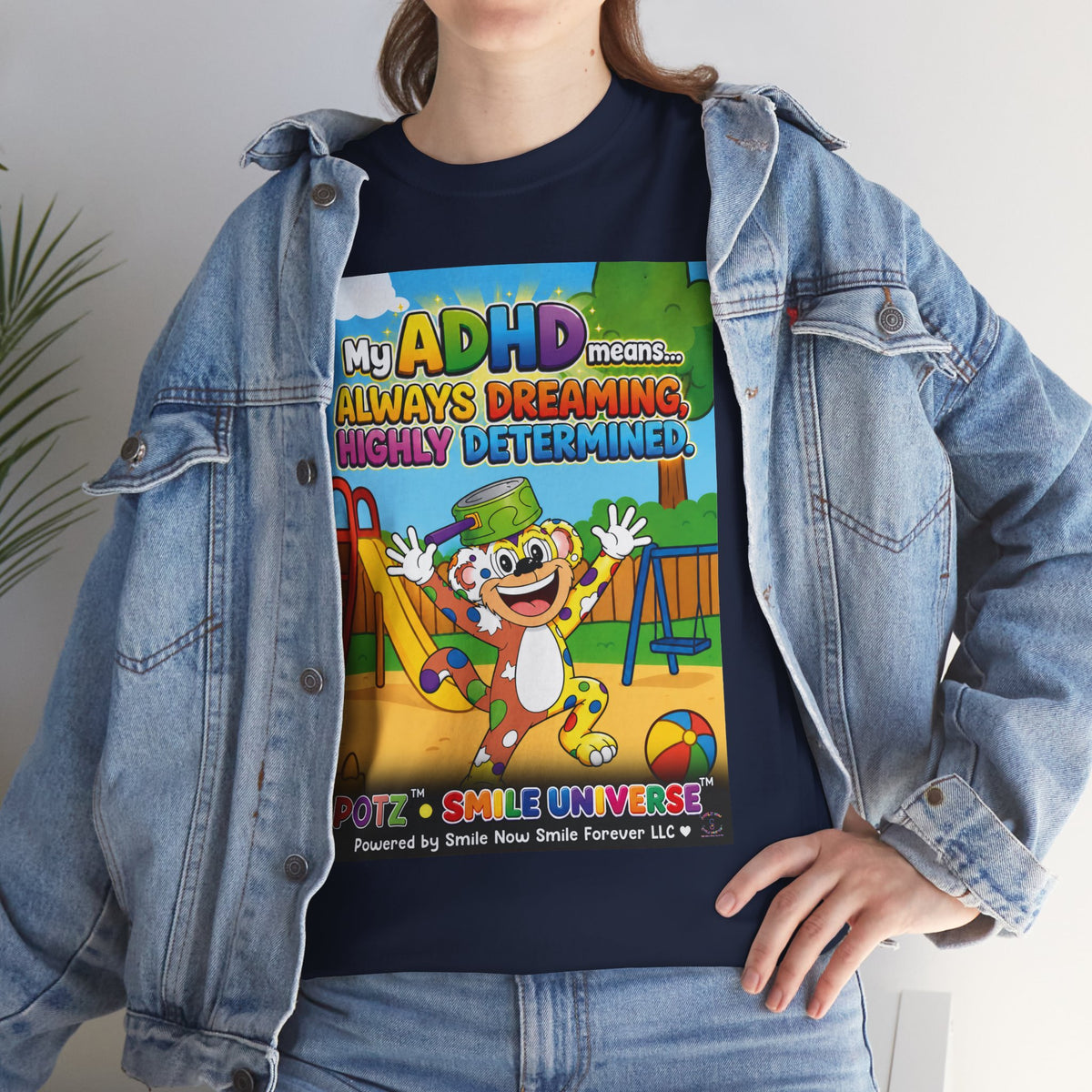 Potz™ Unisex Heavy Cotton™ Tee – "My ADHD Means Always Dreaming, Highly Determined" Graphic Tee | Smile Universe Collection