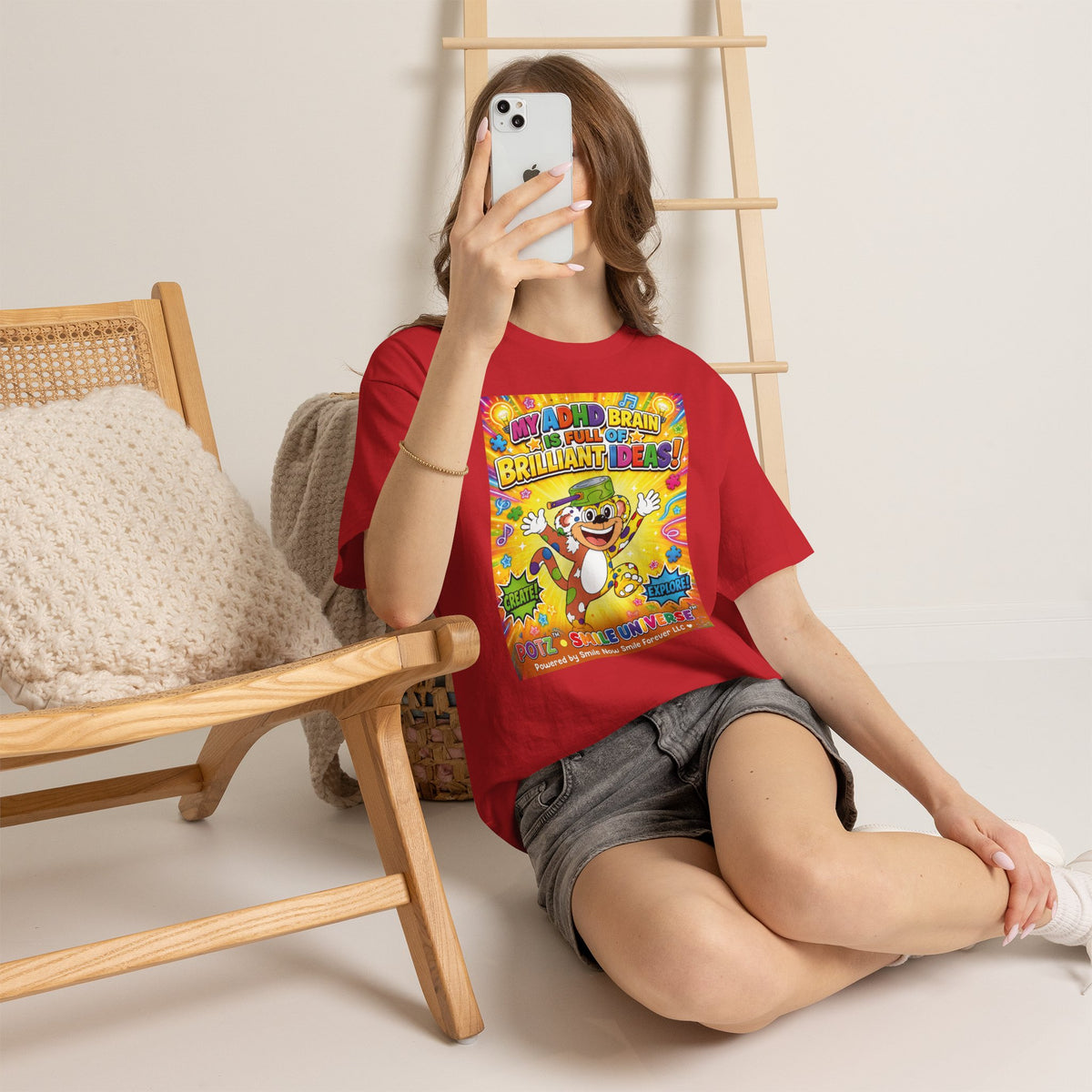 Potz™ Unisex Heavy Cotton™ Tee – "My ADHD Brain is Full of Brilliant Ideas!" Graphic Tee | Smile Universe Collection