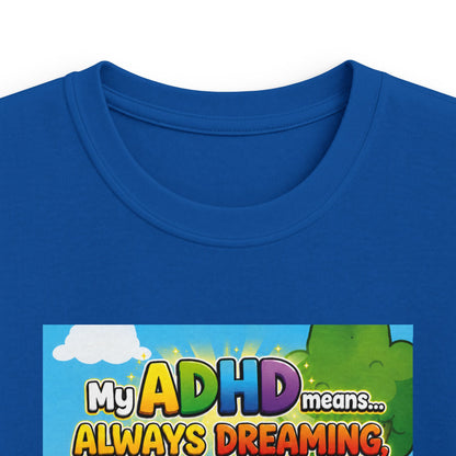 Potz™ Kids Softstyle Tee – "My ADHD Means Always Dreaming, Highly Determined" Graphic Tee | Smile Universe Collection
