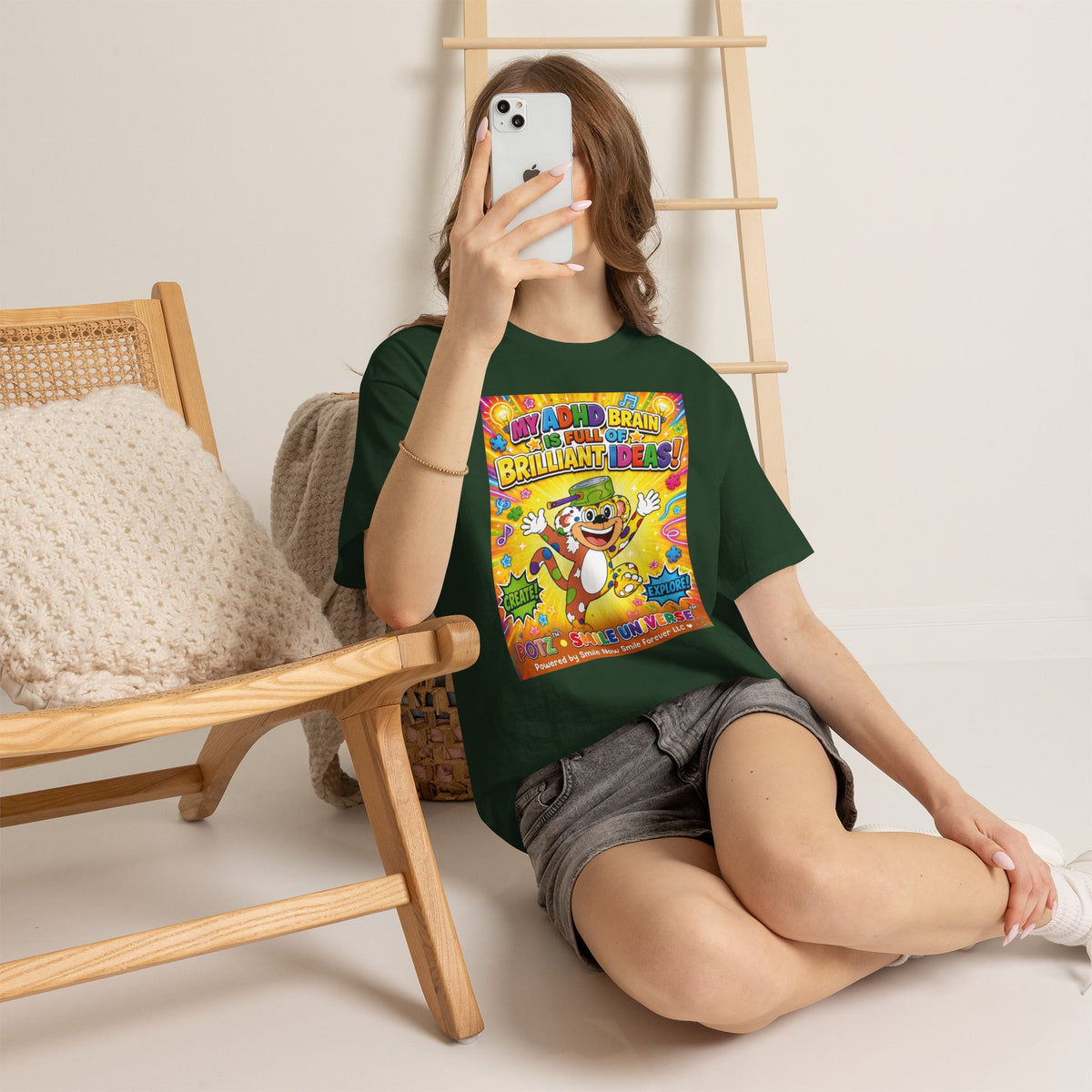 Potz™ Unisex Heavy Cotton™ Tee – "My ADHD Brain is Full of Brilliant Ideas!" Graphic Tee | Smile Universe Collection