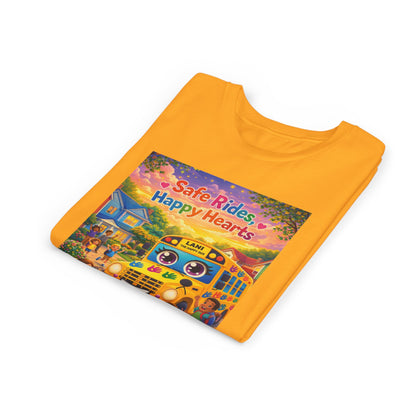 Lani™ Youth Short Sleeve Tee – "Safe Rides, Happy Hearts" Graphic