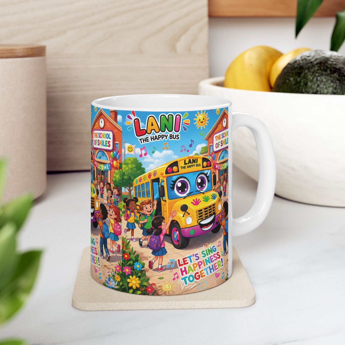Lani™ Ceramic Mug (11oz & 15oz) – "Let's Sing Happiness Together!" Graphic