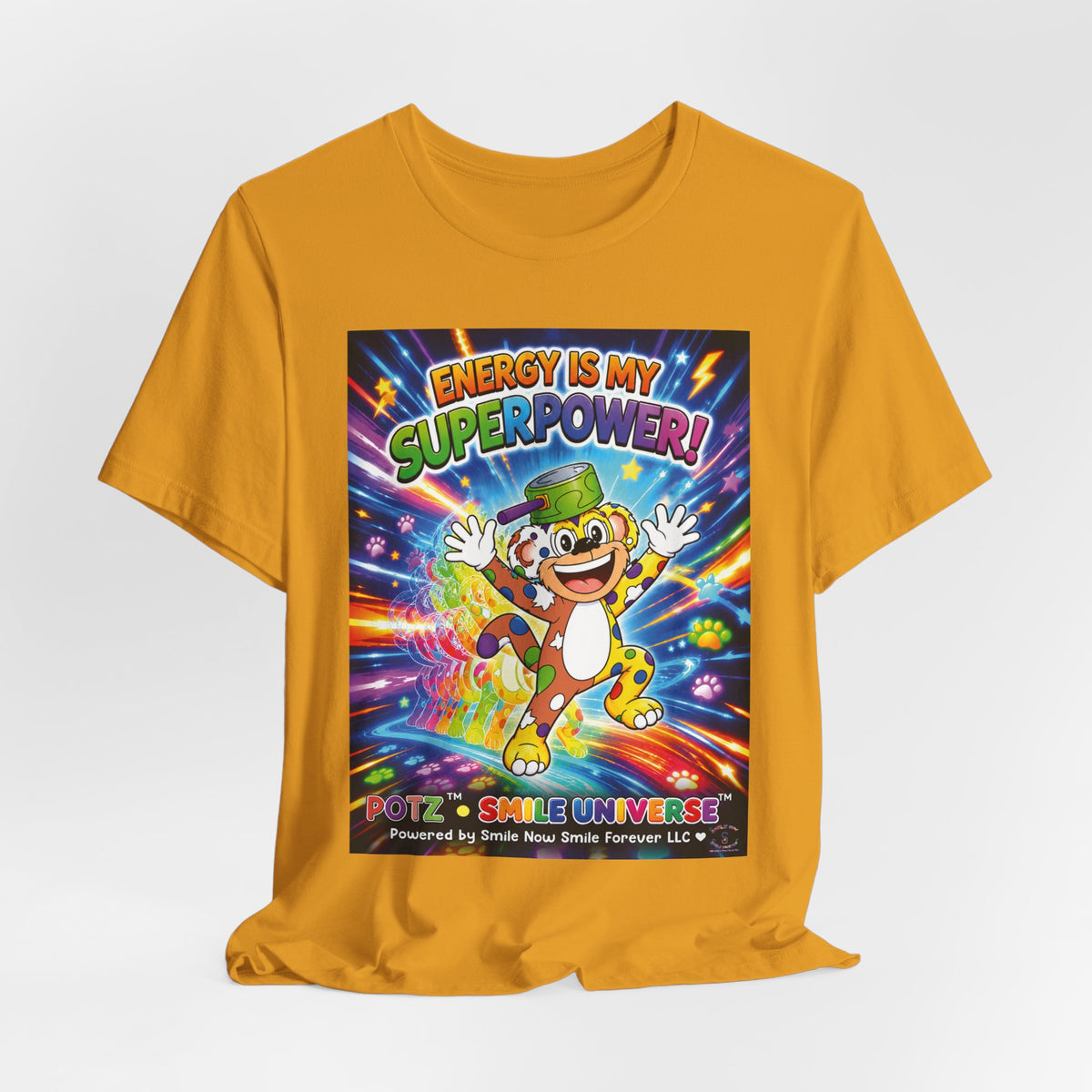 Potz™ Unisex Jersey Short Sleeve Tee – "Energy is My Superpower!" Graphic Tee | Smile Universe Collection