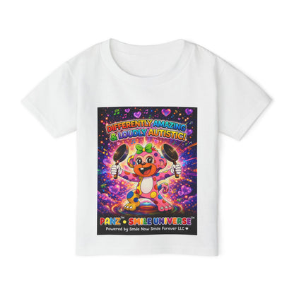 Panz™ Heavy Cotton™ Toddler T-Shirt – "Differently Amazing & Loudly Autistic!" Graphic | Smile Universe Collection