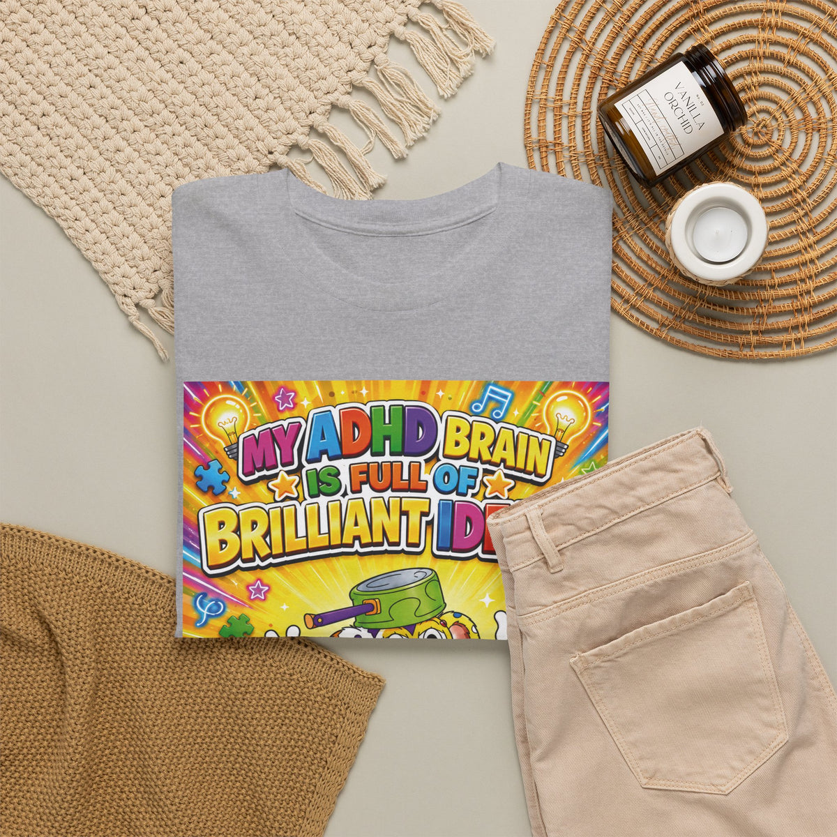 Potz™ Unisex Heavy Cotton™ Tee – "My ADHD Brain is Full of Brilliant Ideas!" Graphic Tee | Smile Universe Collection
