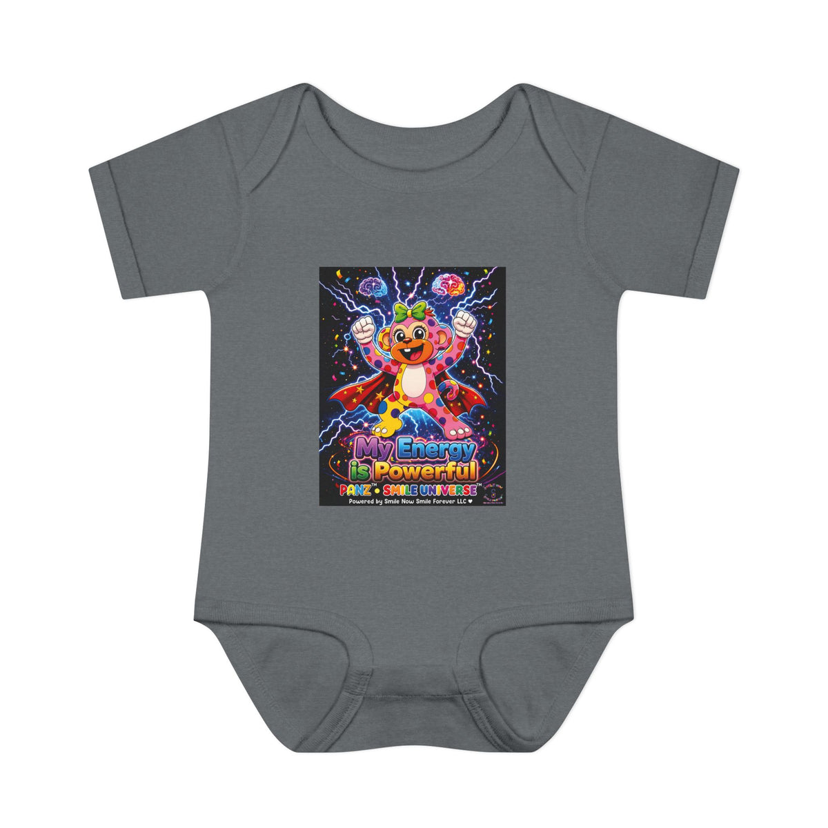 Panz™ Infant Baby Rib Bodysuit – "My Energy is Powerful" Graphic Onesie | Smile Universe Collection