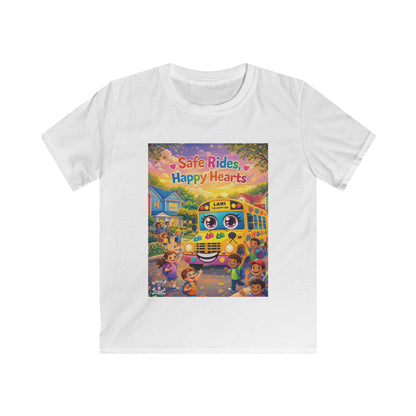 Lani™ Kids Softstyle Tee – "Safe Rides, Happy Hearts" Graphic
