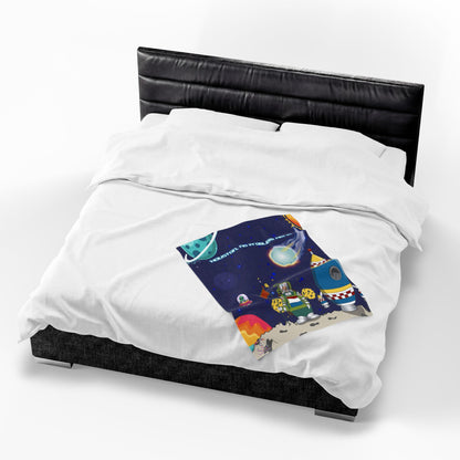 TuBz™ Velveteen Plush Blanket – "Houston, No Problem Here!" Graphic | Smile Universe Collection