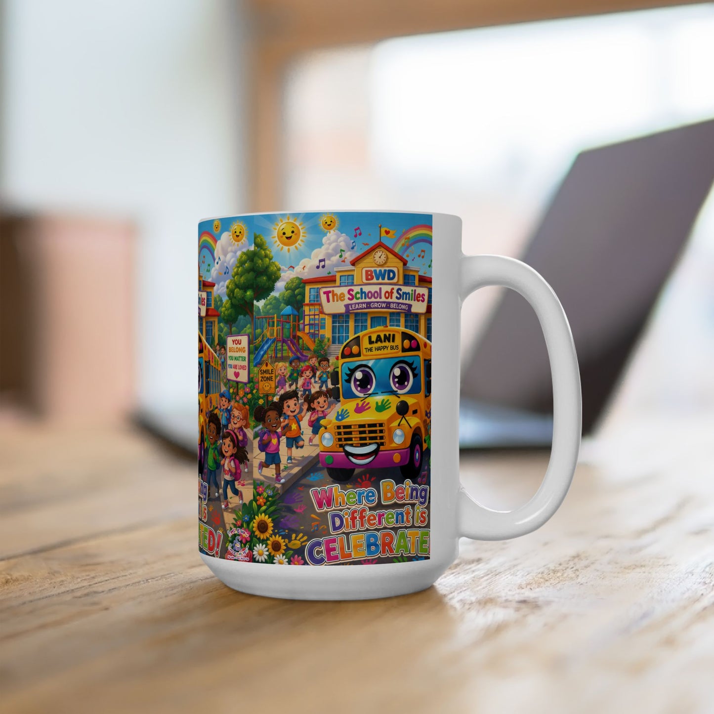 Lani™ Ceramic Mug (11oz & 15oz) – "Where Being Different is CELEBRATED!" Graphic