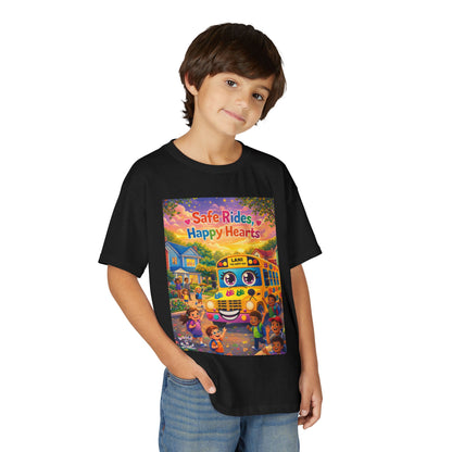 Lani™ Youth DryBlend® T-Shirt – "Safe Rides, Happy Hearts" Graphic