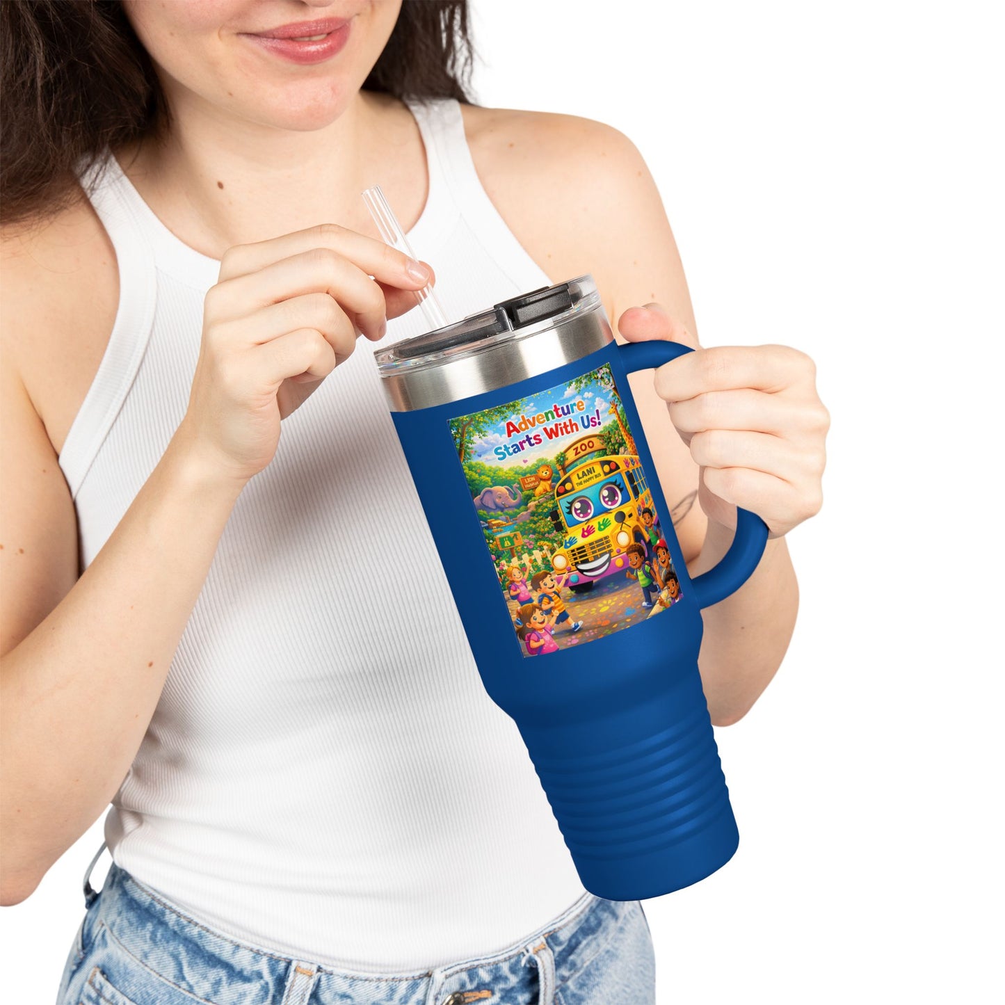 Lani™ 40oz Insulated Travel Mug – "Adventure Starts With Us!" Graphic