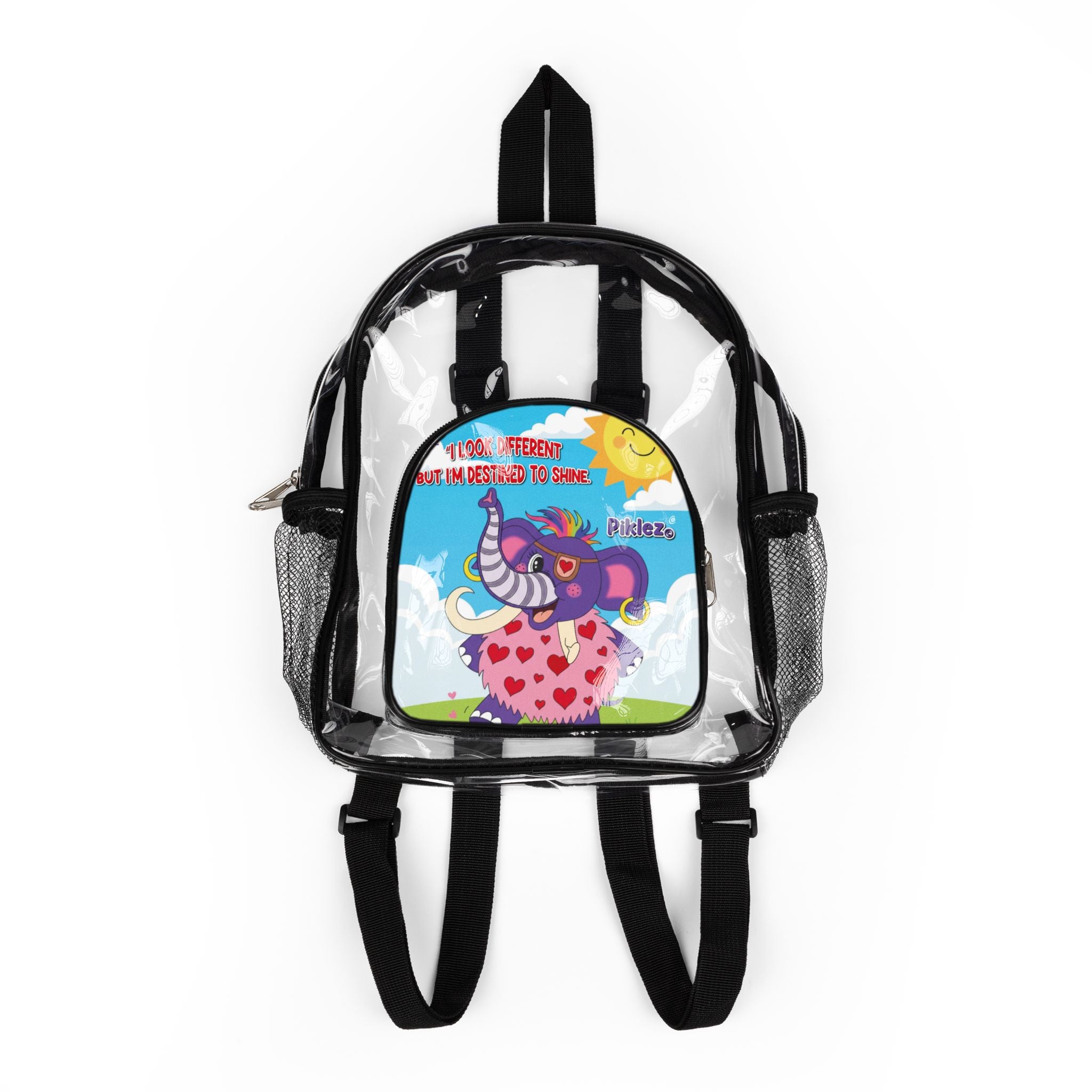 Piklez™ Clear Stadium Backpack – “Destined to Shine” Transparent Bag | Smile Universe Collection
