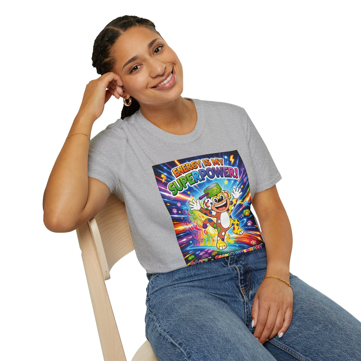Potz™ Unisex Softstyle T-Shirt – "Energy is My Superpower!" Graphic Tee | Smile Universe Collection