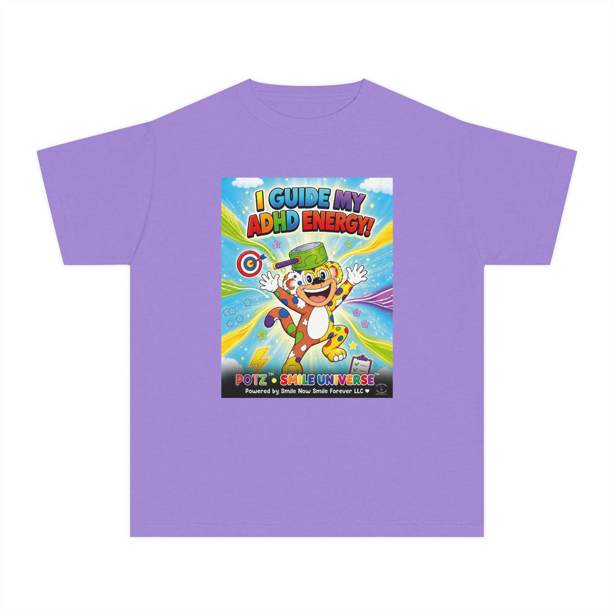 Potz™ Youth Midweight Tee – "I Guide My ADHD Energy!" Graphic Tee | Smile Universe Collection