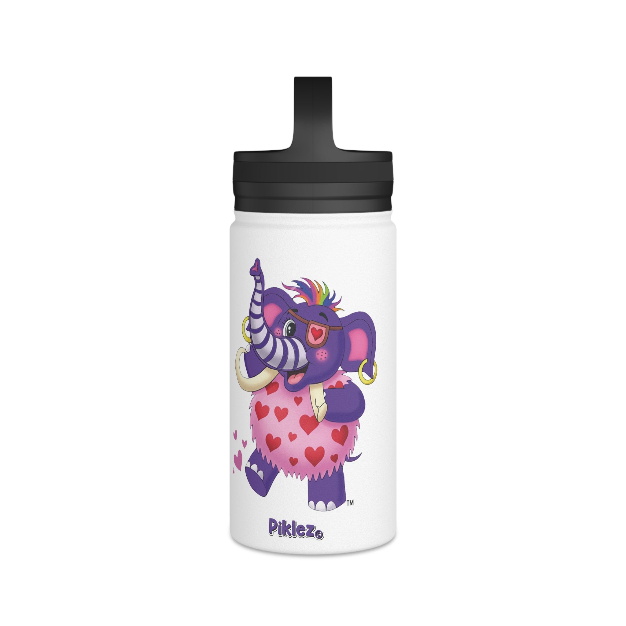 Piklez™ Stainless Steel Water Bottle with Handle Lid – "Full of Love!" Graphic | Smile Universe Collection