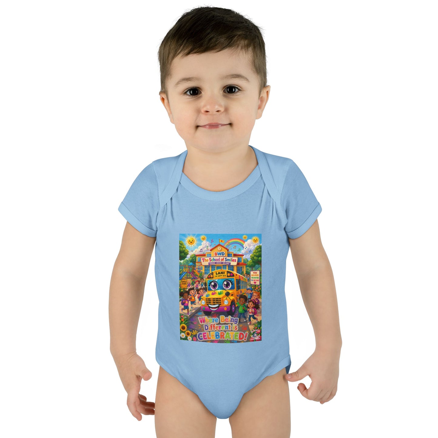 Lani™ Infant Baby Rib Bodysuit – "Where Being Different is CELEBRATED!" Graphic