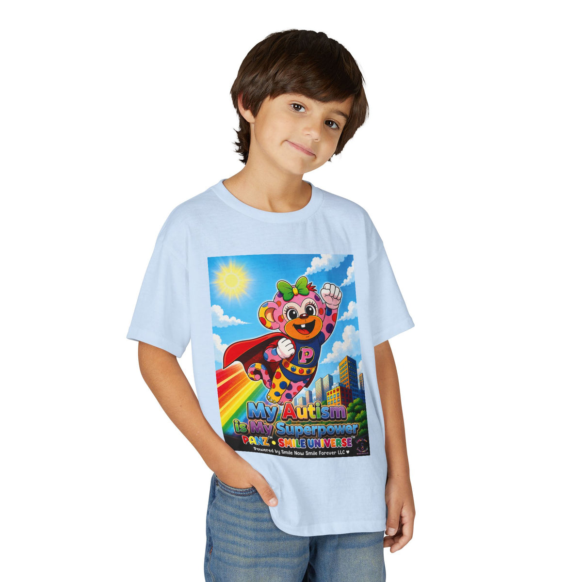 Panz™ Youth DryBlend® T-Shirt – "My Autism is My Superpower" Graphic | Smile Universe Collection