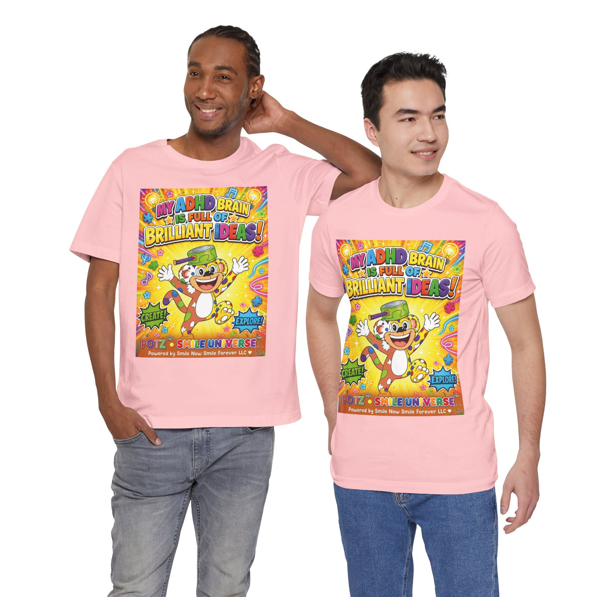 Potz™ Unisex Jersey Short Sleeve Tee – "My ADHD Brain is Full of Brilliant Ideas!" Graphic Tee | Smile Universe Collection