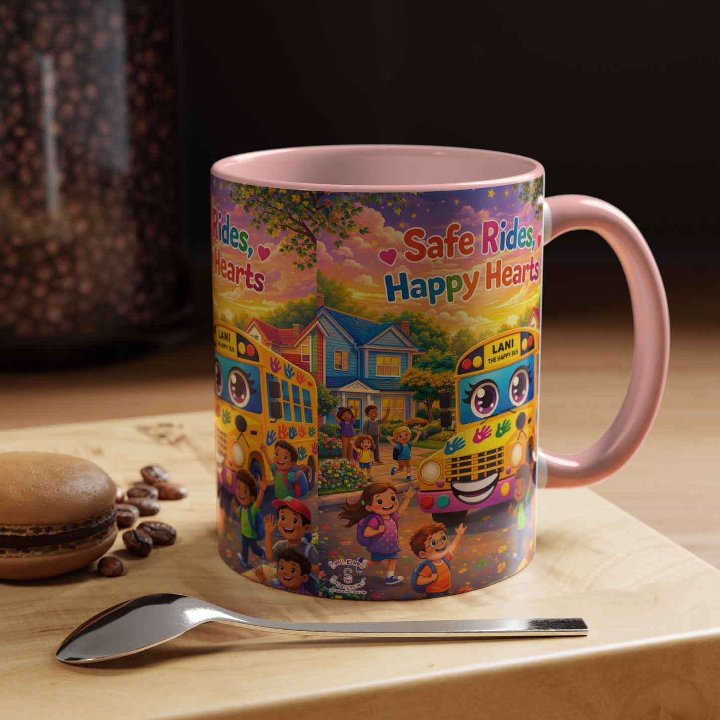 Lani™ Accent Coffee Mug (11oz & 15oz) – "Safe Rides, Happy Hearts" Graphic