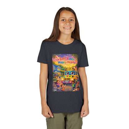 Lani™ Youth Short Sleeve Tee – "Safe Rides, Happy Hearts" Graphic
