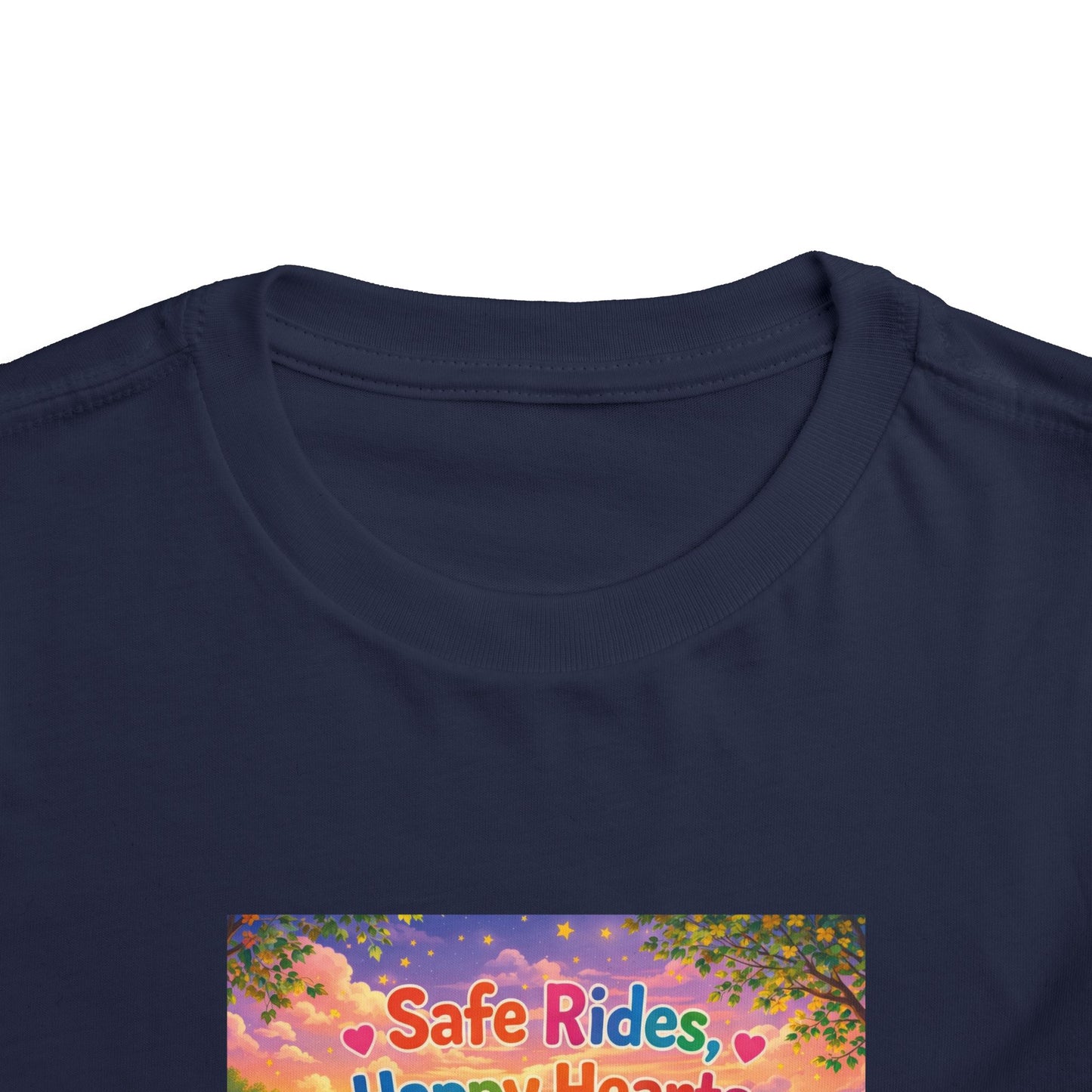Lani™ Toddler Short Sleeve Tee – "Safe Rides, Happy Hearts" Graphic