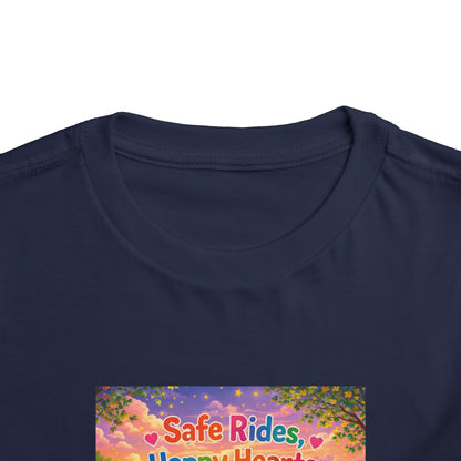 Lani™ Toddler Short Sleeve Tee – "Safe Rides, Happy Hearts" Graphic