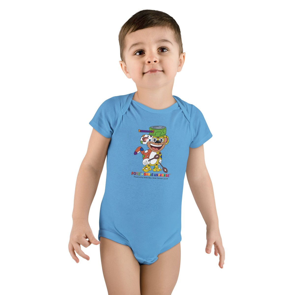 Potz™ Baby Short Sleeve Onesie® – Playful Graphic Bodysuit | Smile Universe Collection