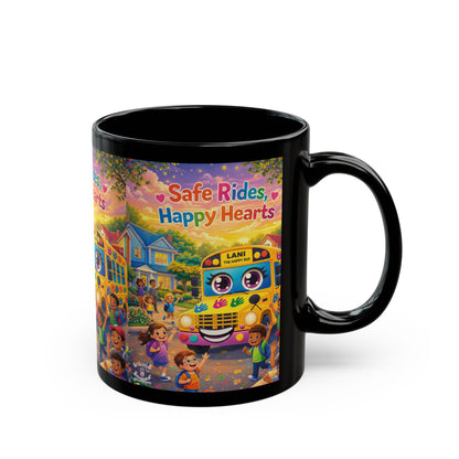 Lani™ Black Mug (11oz & 15oz) – "Safe Rides, Happy Hearts" Graphic