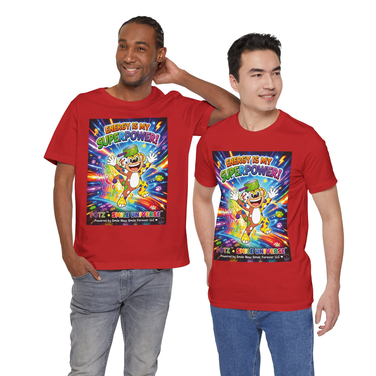 Potz™ Unisex Jersey Short Sleeve Tee – "Energy is My Superpower!" Graphic Tee | Smile Universe Collection