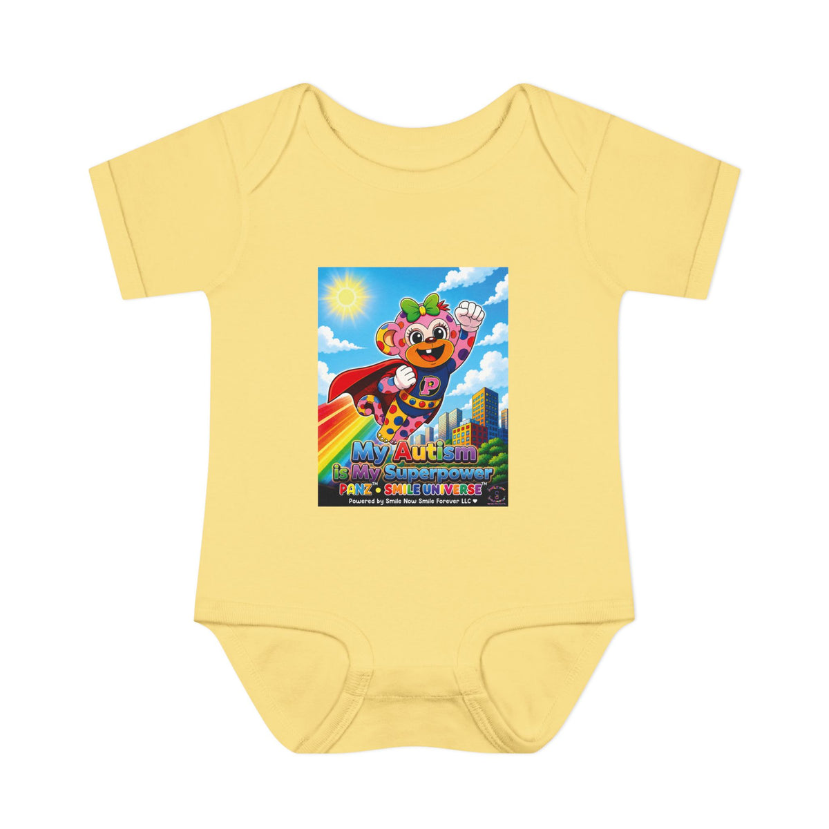 Panz™ Infant Baby Rib Bodysuit – "My Autism is My Superpower" Graphic | Smile Universe Collection