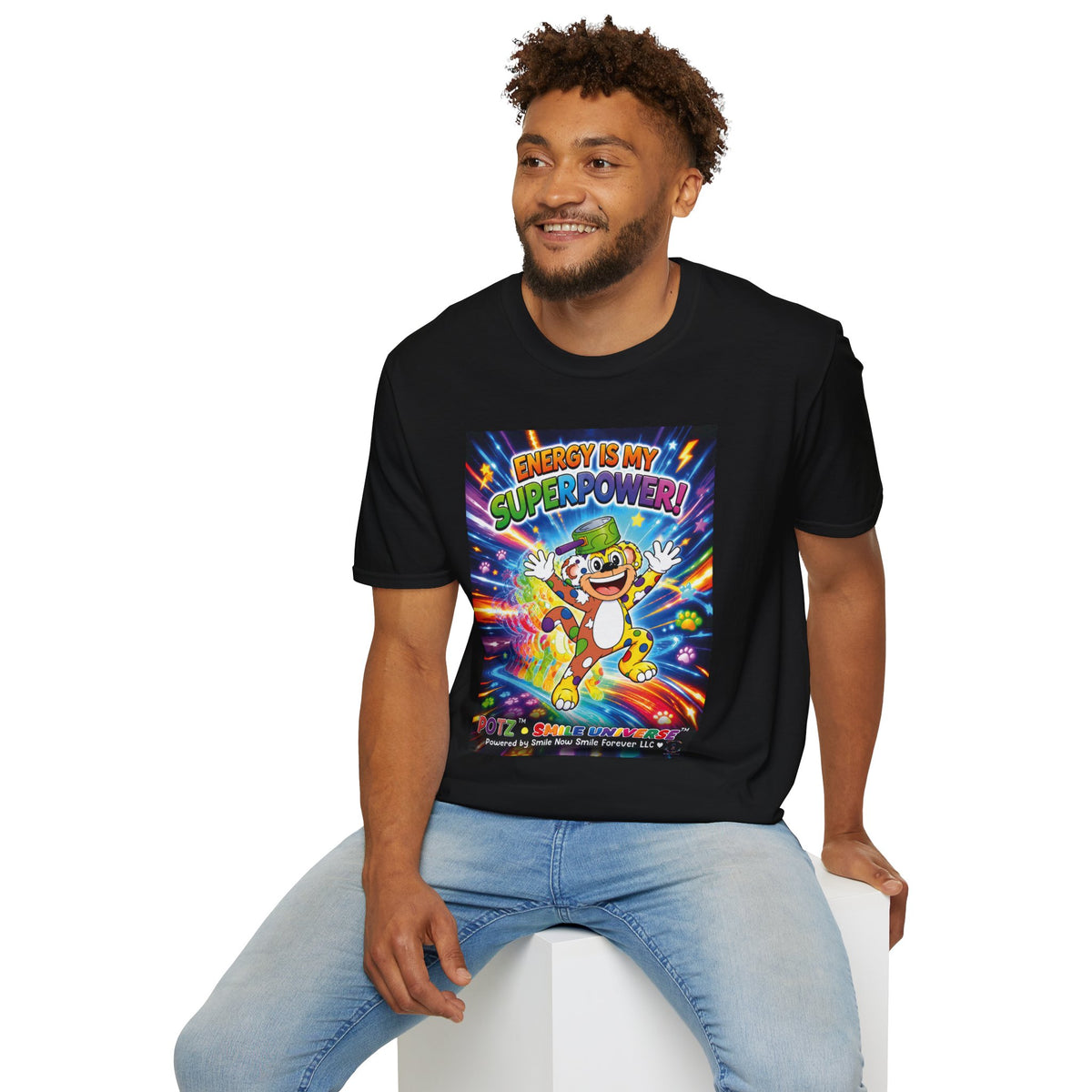 Potz™ Unisex Softstyle T-Shirt – "Energy is My Superpower!" Graphic Tee | Smile Universe Collection