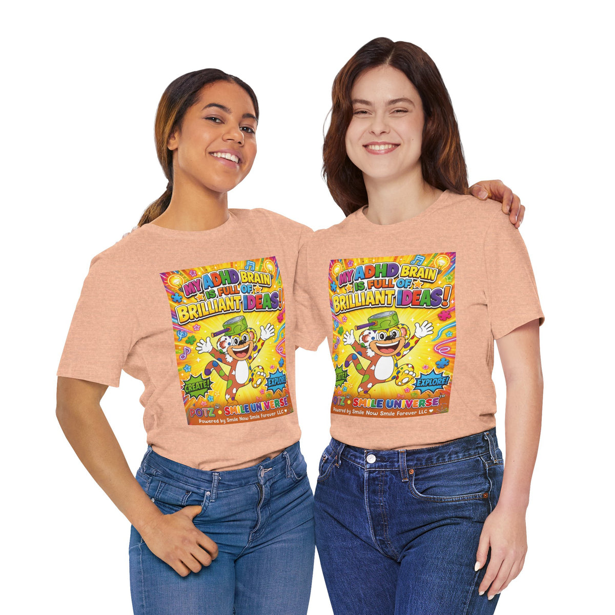 Potz™ Unisex Jersey Short Sleeve Tee – "My ADHD Brain is Full of Brilliant Ideas!" Graphic Tee | Smile Universe Collection
