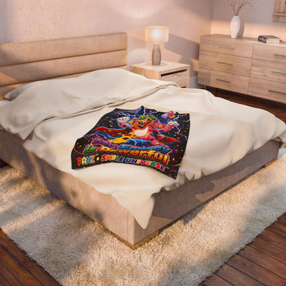 Panz™ Velveteen Plush Blanket – "My Energy is Powerful" Graphic Throw | Smile Universe Collection